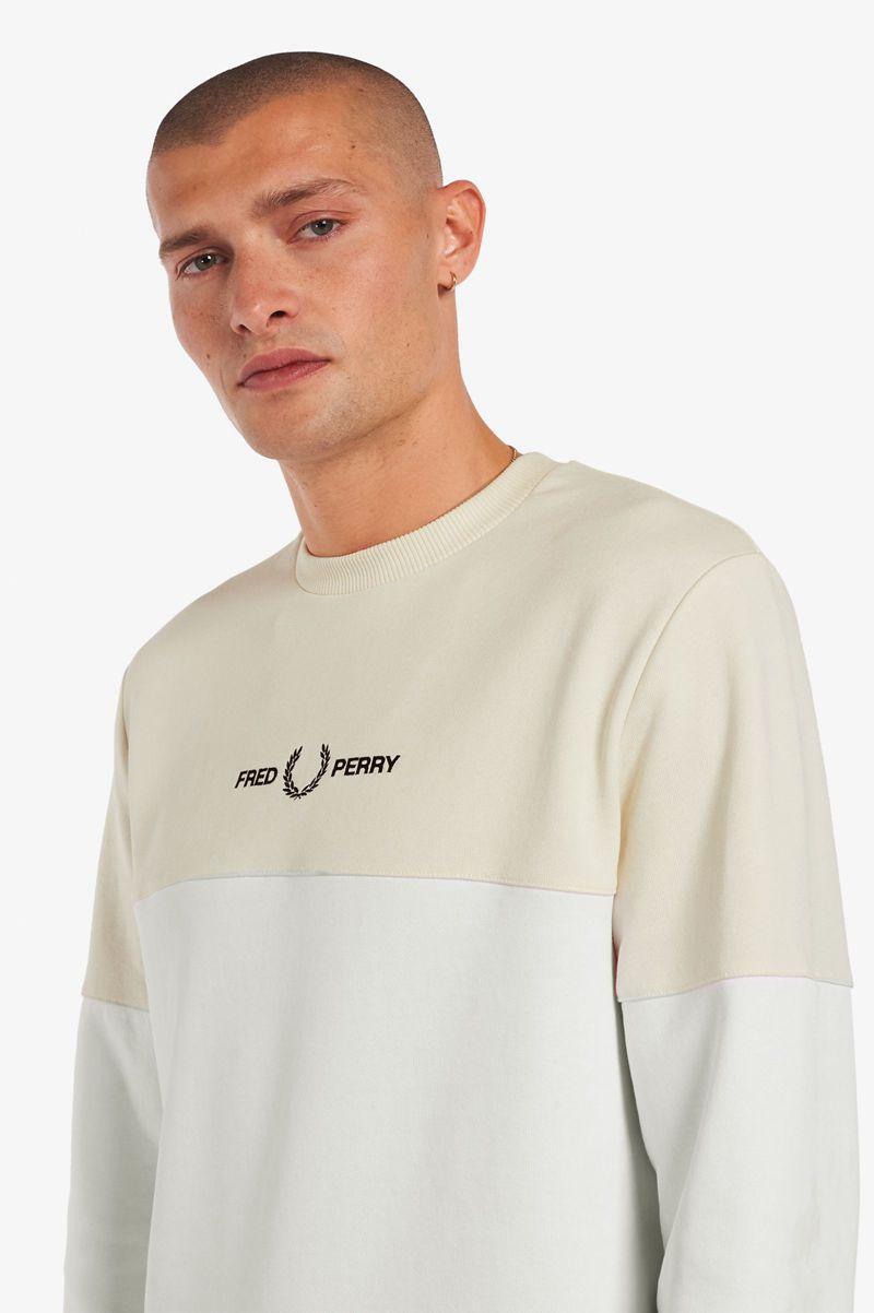 White Fred Perry Colour Block Men\'s Sweatshirts | PH 1564SGLO